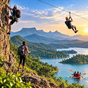“South India adventure tour with trekking, rafting, camping, wildlife safari and scenic mountain