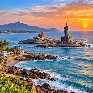 Nagercoil Tamil Nadu city with lush green landscape, historic temples and scenic Western Ghats