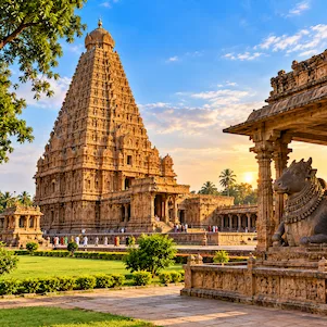 Thanjavur Tamil Nadu Brihadeeswarar Temple with magnificent Chola architecture and UNESCO World historic heritage
